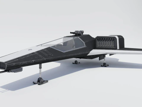 Sci-Fi Space Fighter Jet with Interior Cockpit 3D Model