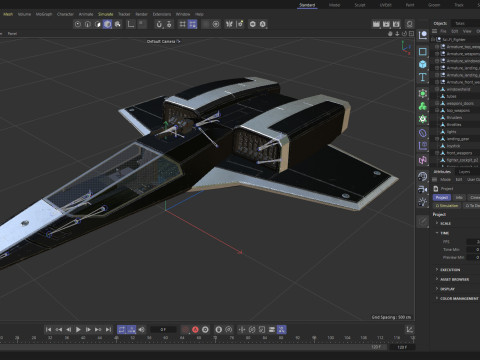 Sci-Fi Space Fighter Jet with Interior Cockpit 3Dモデル