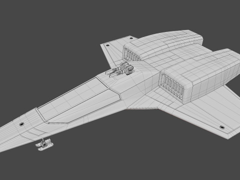 Sci-Fi Space Fighter Jet with Interior Cockpit 3Dモデル