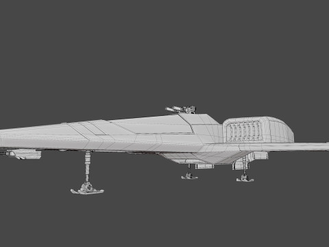 Sci-Fi Space Fighter Jet with Interior Cockpit 3Dモデル
