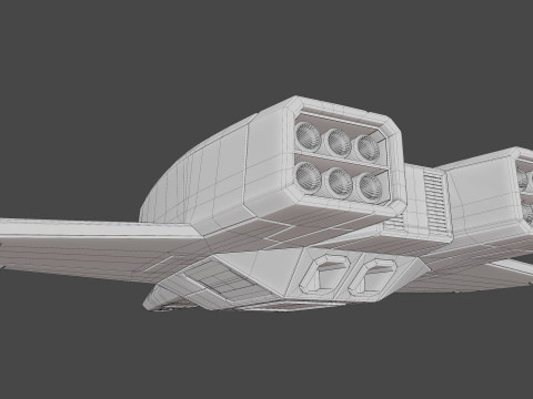 Sci-Fi Space Fighter Jet with Interior Cockpit 3Dモデル