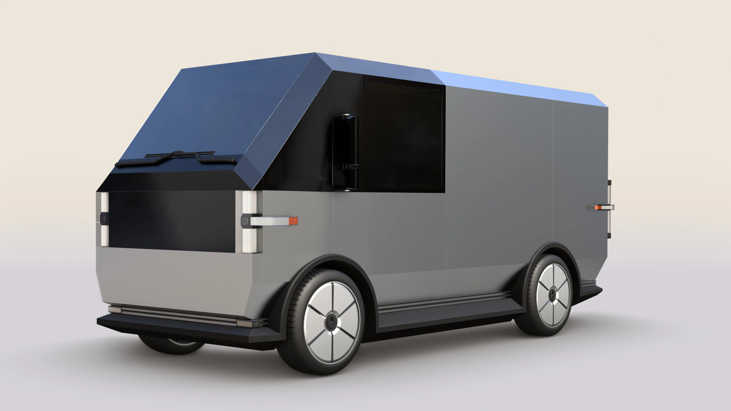 Electric Delivery Van PBR 3D Model .c4d .max .obj .3ds .fbx .stl .blend 
