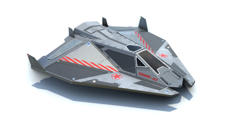 Sci-Fi Combat Spaceship 3D Model .c4d .max .obj .3ds .fbx .stl .blend 