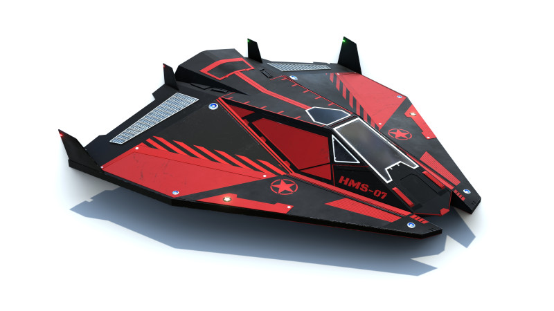 Sci-Fi Combat Spaceship 3D Model .c4d .max .obj .3ds .fbx .stl .blend 