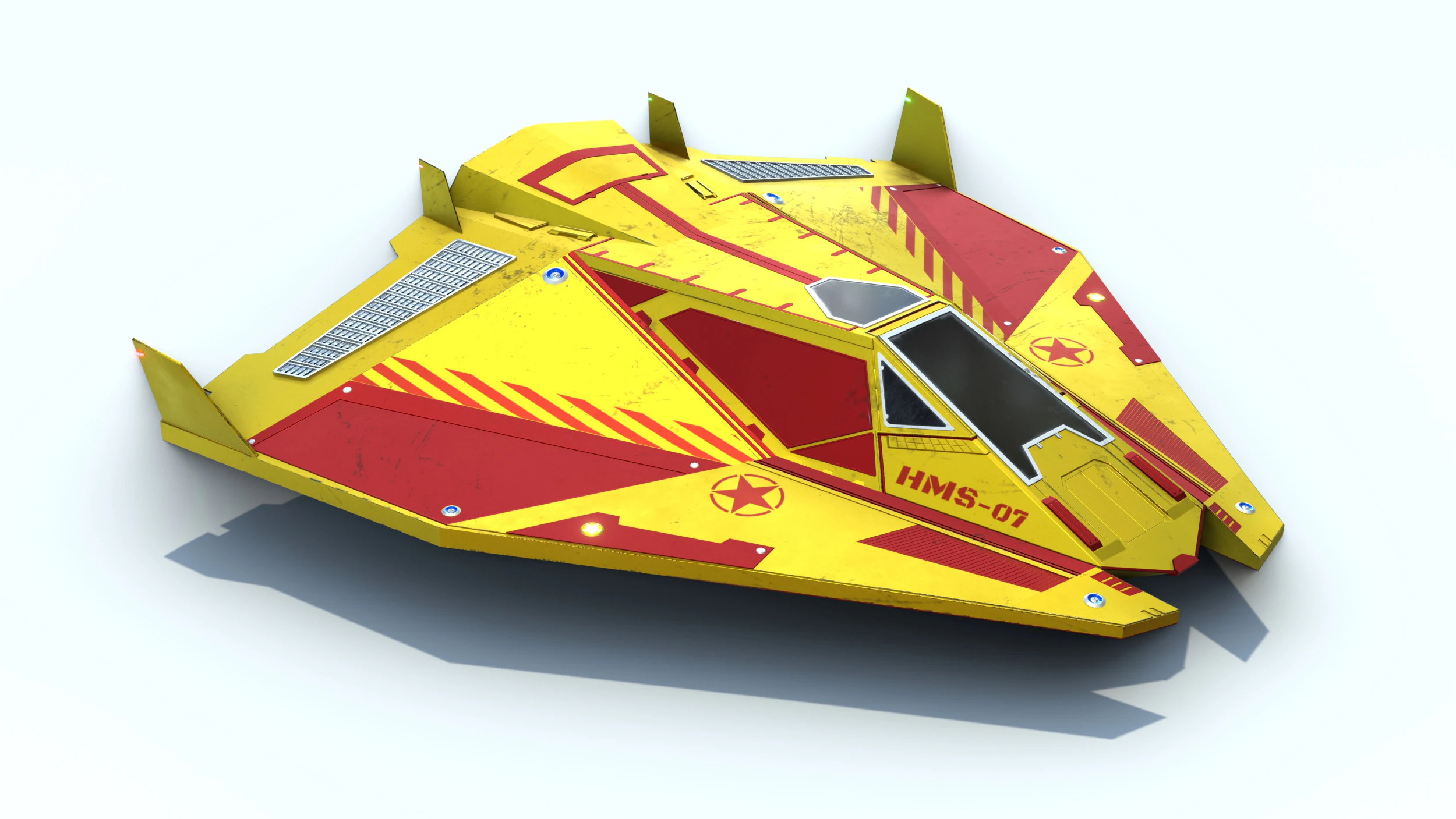Sci-Fi Combat Spaceship 3D Model .c4d .max .obj .3ds .fbx .stl .blend 