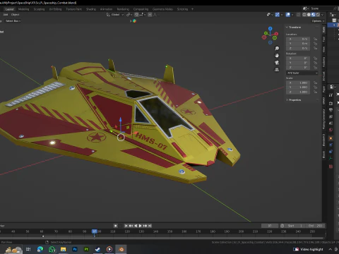 Sci-Fi Combat Spaceship 3D Model