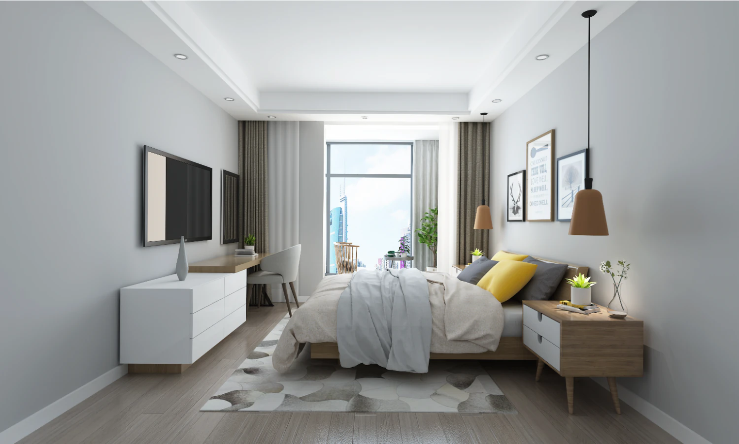 nordic bedroom 3D Model .c4d .max .obj .3ds .fbx .stl .blend
