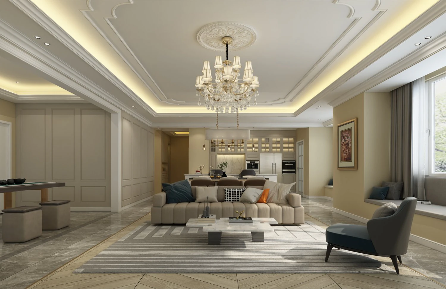 jane european living room 3D Model .c4d .max .obj .3ds .fbx .stl .blend 