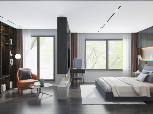modern minimalist bedroom 3D 모델