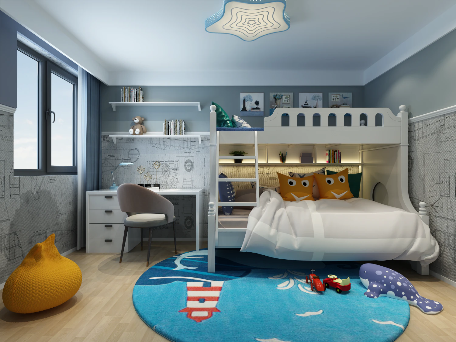 bedroom childrens room 3D Model .c4d .max .obj .3ds .fbx .stl .blend 