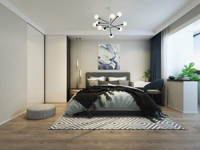 modern minimalist bedroom 3D 모델 .c4d .max .obj .3ds .fbx .stl .blend 