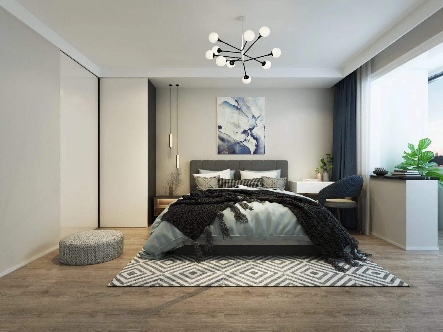 modern minimalist bedroom 3D Model .c4d .max .obj .3ds .fbx .stl .blend 