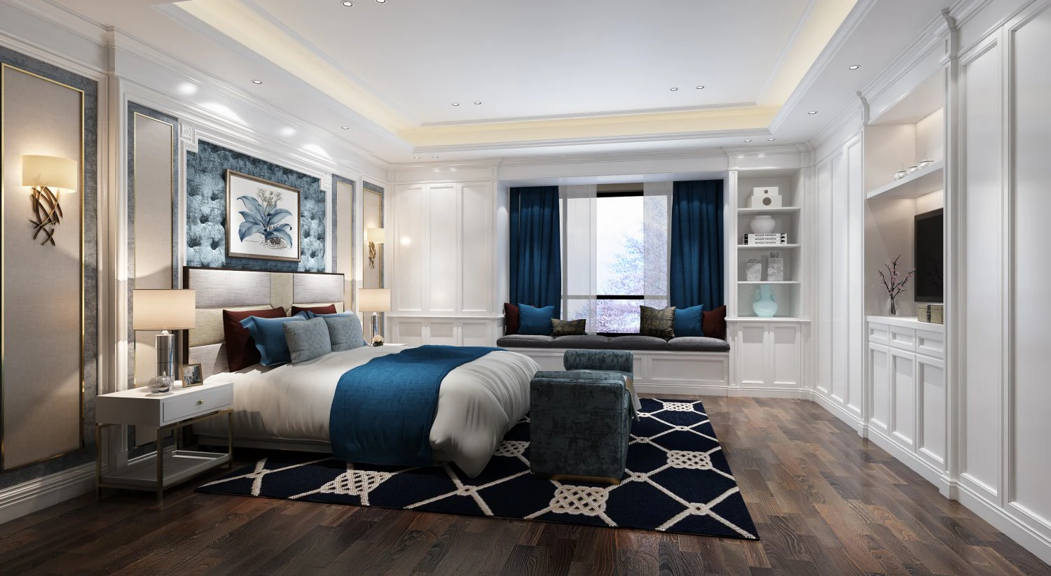 bedroom american 3D Model .c4d .max .obj .3ds .fbx .stl .blend 
