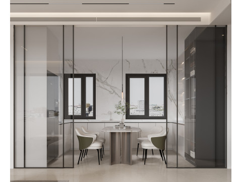 Modern minimalist living room and dining room Modelo 3D