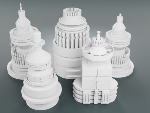 sci-fi kitbash elements 5-pcs 3D 模型
