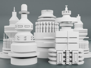 sci-fi kitbash elements 5-pcs 3D 模型