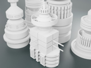 sci-fi kitbash elements 5-pcs 3D 模型