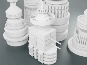 विज्ञान-फाई किटबैश तत्व 5-पीसी 3D मॉडल