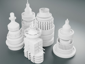 sci-fi kitbash elements 5-pcs 3D 模型
