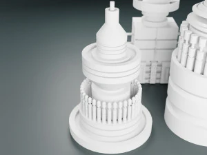 विज्ञान-फाई किटबैश तत्व 5-पीसी 3D मॉडल