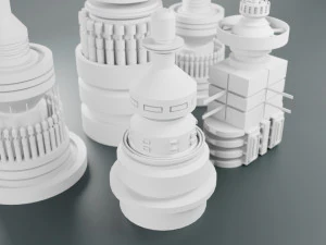 विज्ञान-फाई किटबैश तत्व 5-पीसी 3D मॉडल