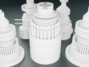 विज्ञान-फाई किटबैश तत्व 5-पीसी 3D मॉडल