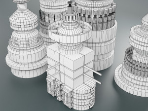 sci-fi kitbash elements 5-pcs 3D 模型
