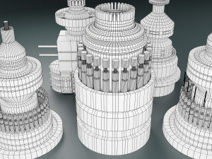 sci-fi kitbash elements 5-pcs 3D 模型