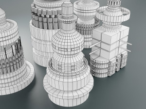 sci-fi kitbash elements 5-pcs 3D 模型
