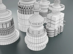 विज्ञान-फाई किटबैश तत्व 5-पीसी 3D मॉडल