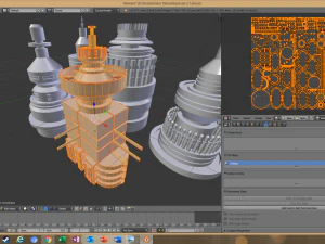 विज्ञान-फाई किटबैश तत्व 5-पीसी 3D मॉडल