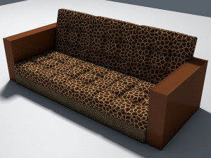 giraffe and leopard fur retro sofa 3D Model