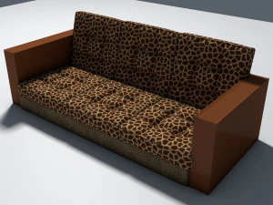 giraffe and leopard fur retro sofa 3D Model
