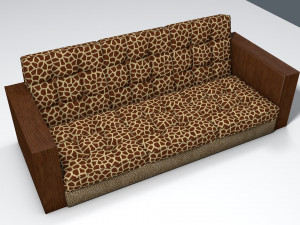 giraffe and leopard fur retro sofa 3D Model