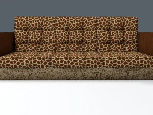giraffe and leopard fur retro sofa 3D Model