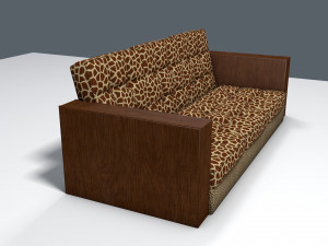 giraffe and leopard fur retro sofa 3D Model