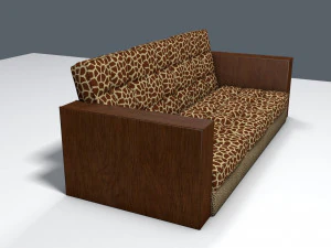 giraffe and leopard fur retro sofa 3D Model