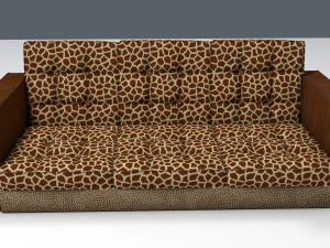 giraffe and leopard fur retro sofa 3D Model