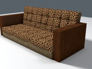 giraffe and leopard fur retro sofa 3D Model