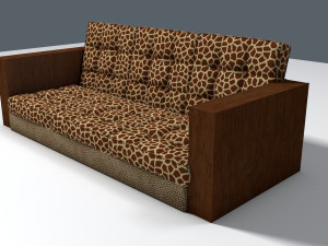 giraffe and leopard fur retro sofa 3D Model