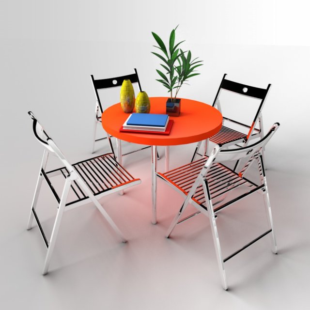 table and chairs in restaurant 3D मॉडल .c4d .max .obj .3ds .fbx .stl .blend 
