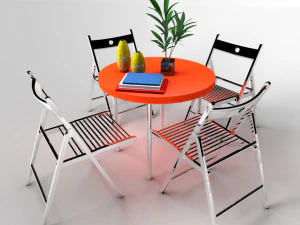 table and chairs in restaurant 3D Model