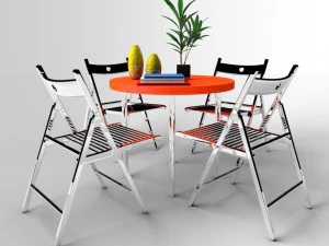 table and chairs in restaurant 3D Model