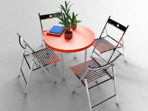 table and chairs in restaurant 3D मॉडल