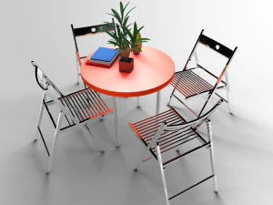 table and chairs in restaurant 3D Model