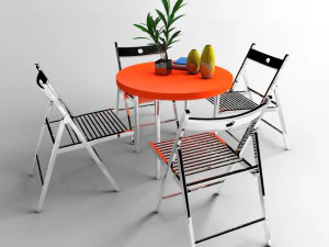 table and chairs in restaurant 3D Model
