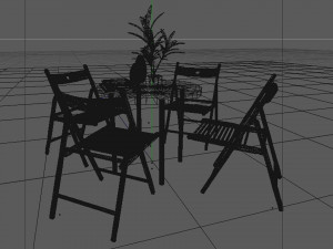 table and chairs in restaurant 3D मॉडल