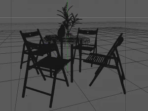 table and chairs in restaurant 3D Model