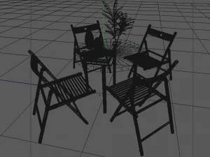 table and chairs in restaurant 3D Model