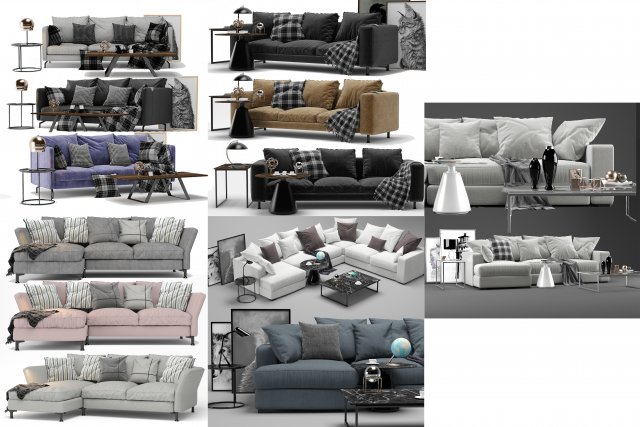 sofas by boconcept 5 models Model 3D .c4d .max .obj .3ds .fbx .stl .blend 